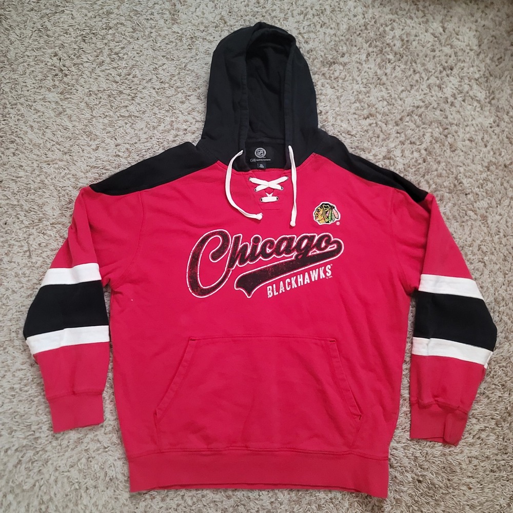 G-III Sports Chicago Blackhawks Hoodie Mens XL Red Lace Up NHL‎ Sweatshirt